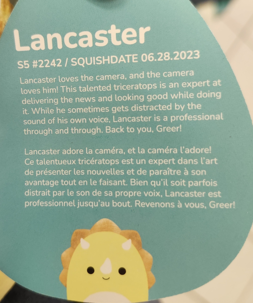 Squishmallows Lancaster Der Triceratops – Kuscheliges Plüschtier, Größe S, Gelb, Mit Clip Zum Anhängen