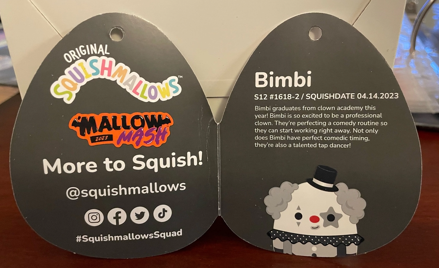 Bimbi (Grey) the Clown Squishmallows 'Mallow Mash 2023, Halloween 2023 ...