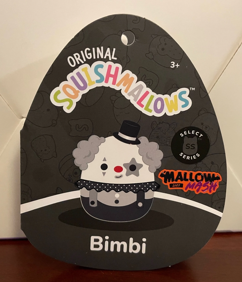 Bimbi (Grey) the Clown Squishmallows 'Mallow Mash 2023, Halloween 2023 ...