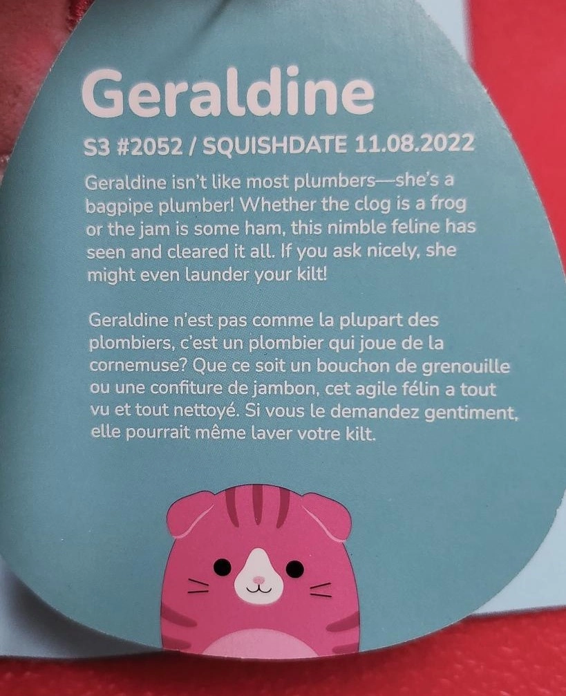 Squishmallows Stackables Geraldine Gatto Rosa Piegato 30,5 Cm - Peluche Impilabile Morbido