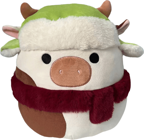 Squishmallows Hugmees Fuzzy Belly top Ronnie the Cow 14”