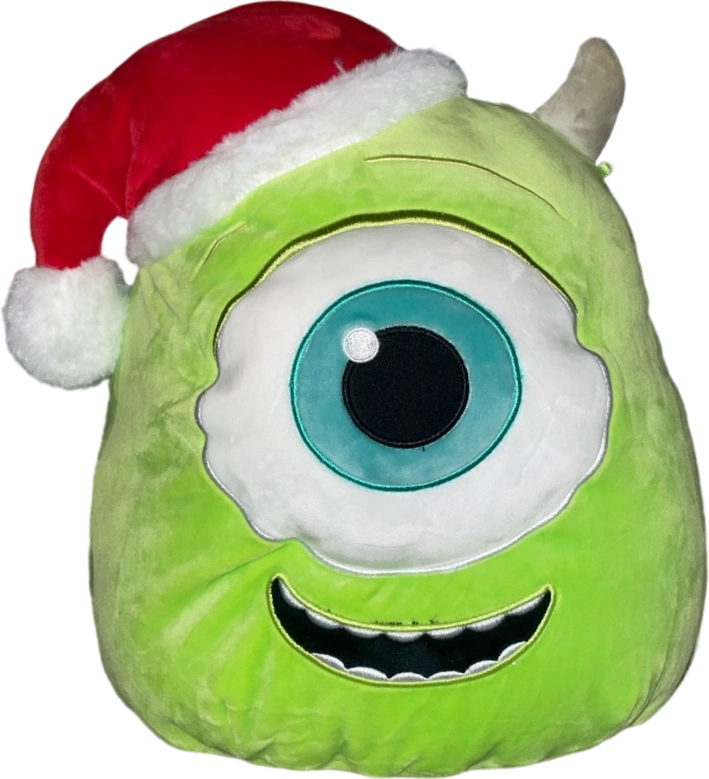 NEW SQUISHMALLOW 2021 Monsters Mike Wazowski Santa Hat Christmas Holiday  RARE