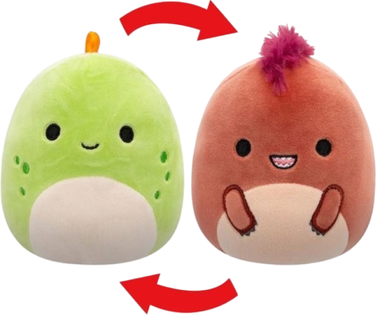 Jazwares Squishmallows Flip-A-Mallows SEANSTER & KELLY Plush Toy, 5-Inch Size, Multicolor